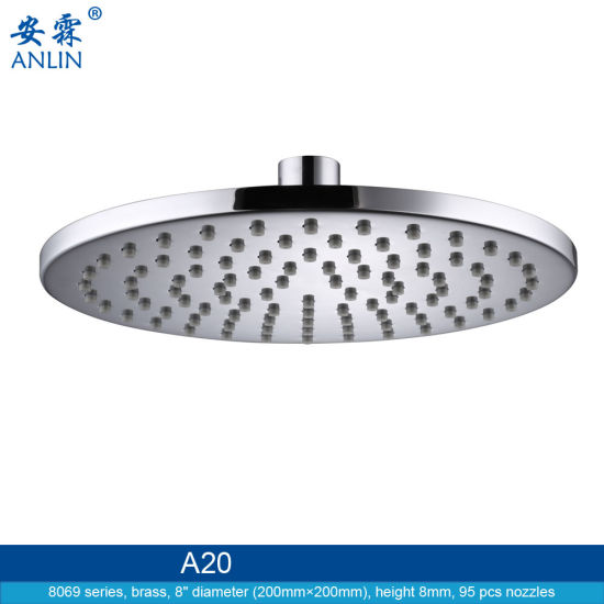 Chrome Plated, 8 Inch Round, Shower Nozzle