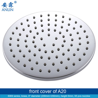 Chrome Plated, 8 Inch Round, Shower Nozzle