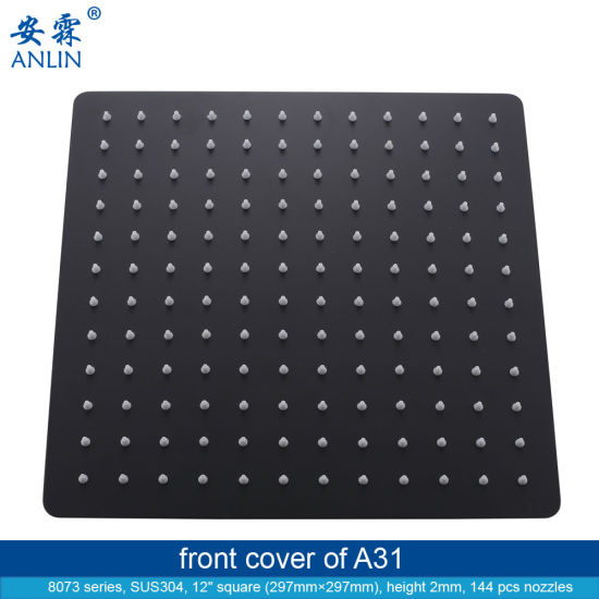 Black 12 Inch Luxury Stainless Steel Rainfall Shower Head