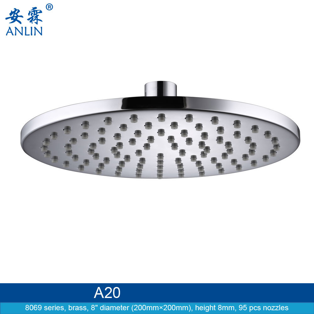 Chrome Plated, 8 Inch Round, Shower Nozzle