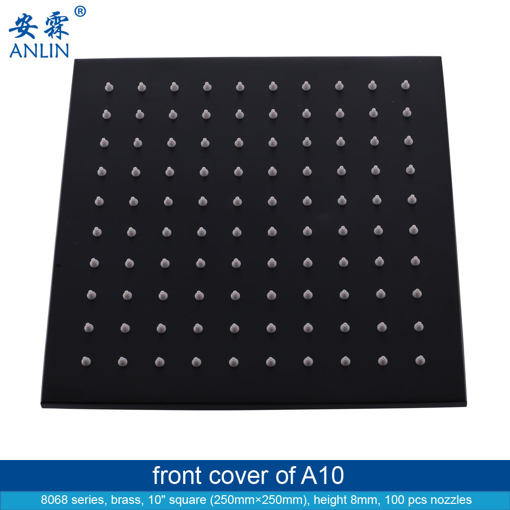 Waterfall 10 Inch Black Rain Shower Head