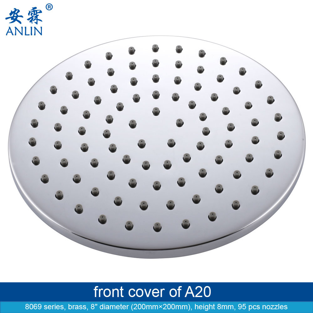 Chrome Plated, 8 Inch Round, Shower Nozzle