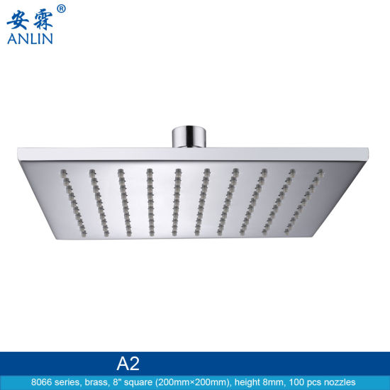 Contemporary 8 Inch Square Brass Rain Showerhead