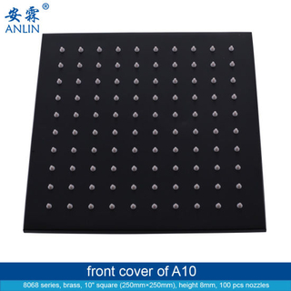 Waterfall 10 Inch Black Rain Shower Head