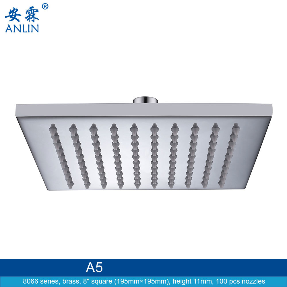 Brass 8 Inch Square Rain Shower Head