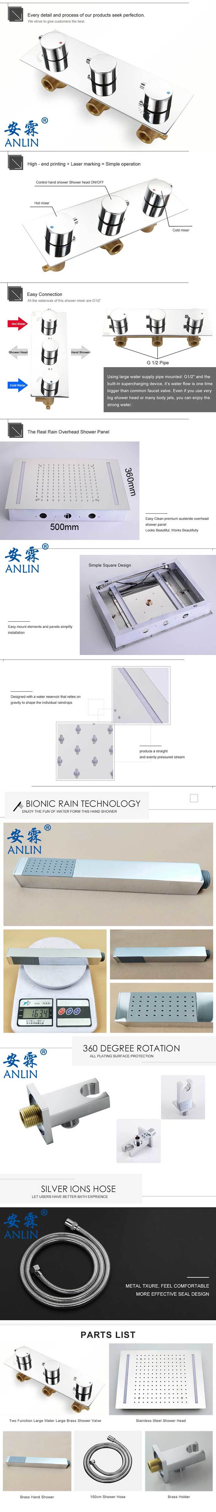 Contemporary Bathroom LED Light Rain Shower System