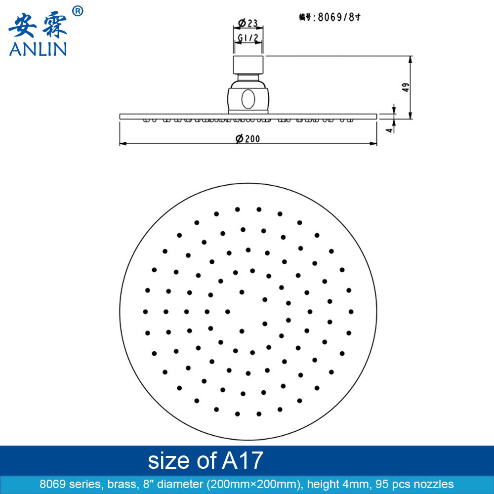 High Pressure Waterfall, Chrome, Rain Shower Head