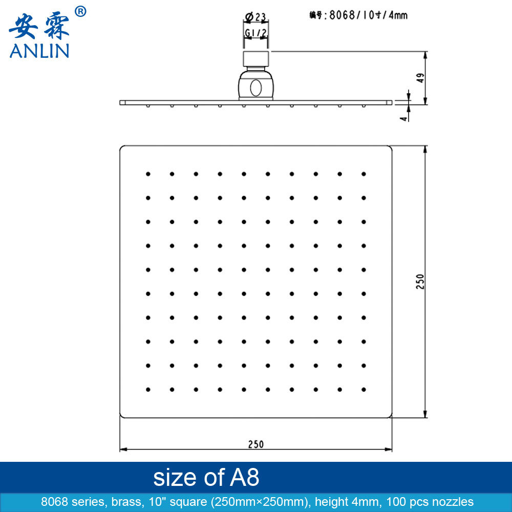 10 Inch High Pressure Overhead Shower Head