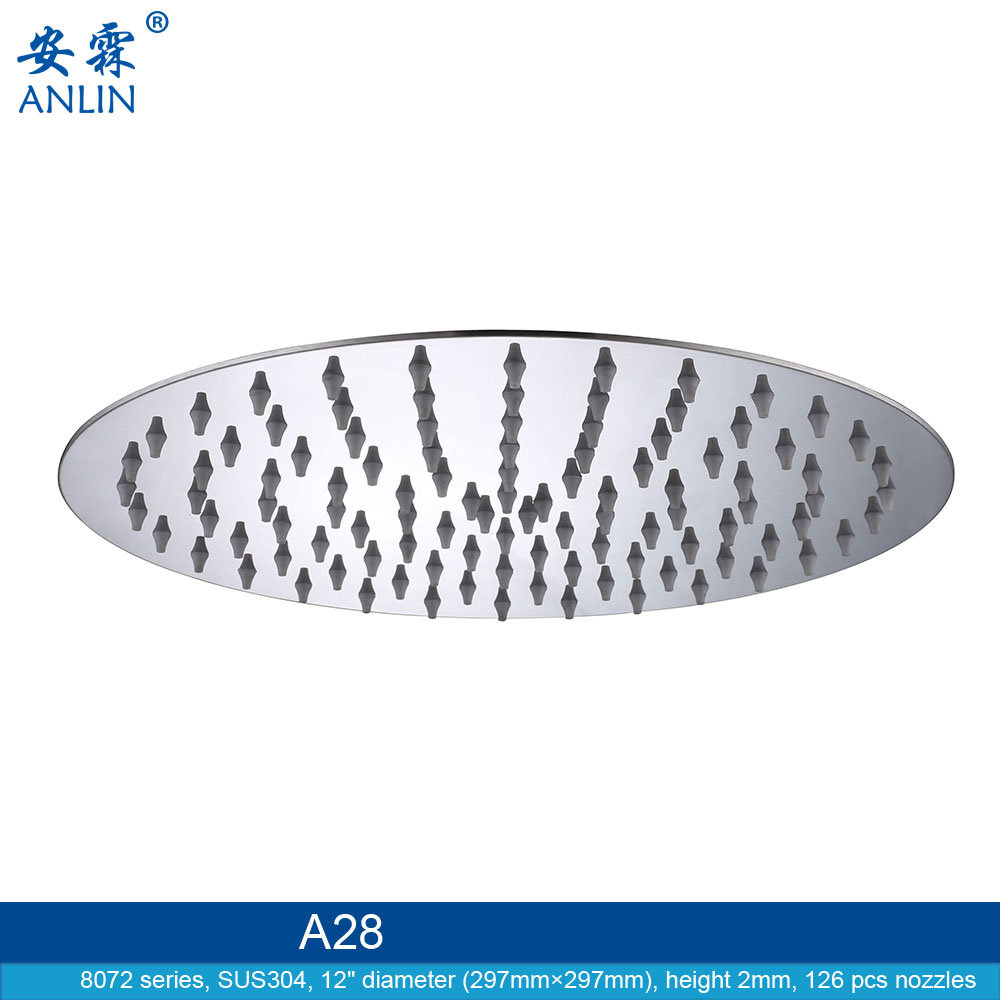 Large Stainless Steel Round Rainfall Overhead Shower