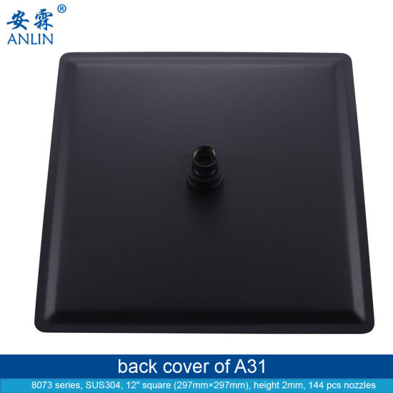 Black 12 Inch Luxury Stainless Steel Rainfall Shower Head