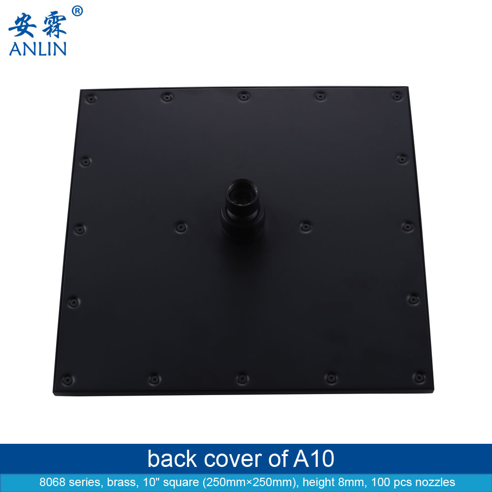 Waterfall 10 Inch Black Rain Shower Head