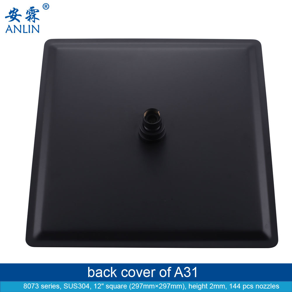 Black 12 Inch Luxury Stainless Steel Rainfall Shower Head