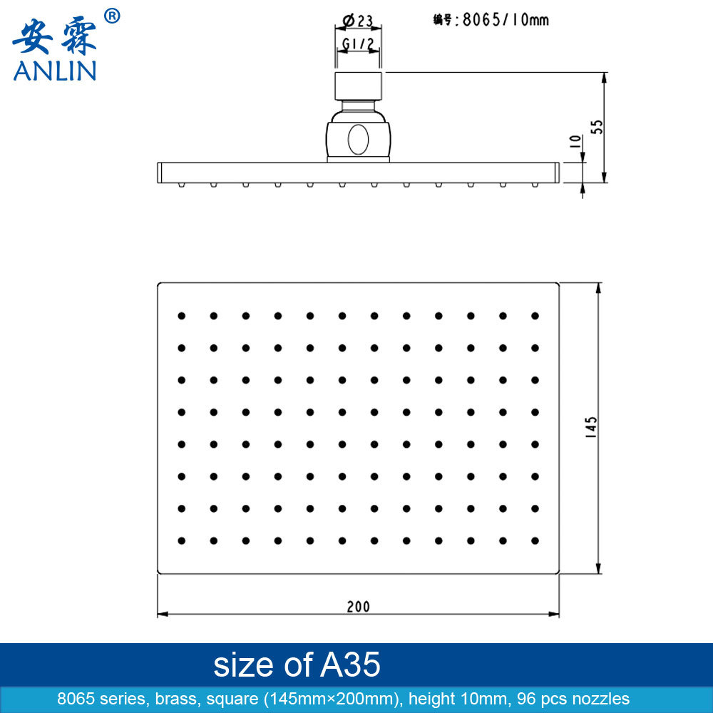 Brass Square Luxury Shower Heads