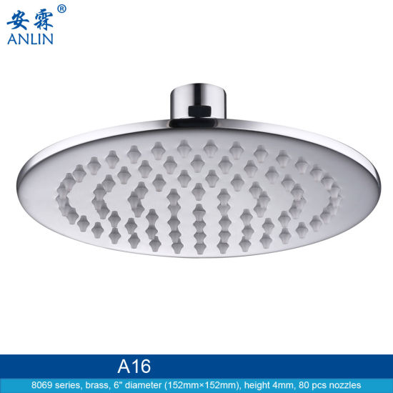 6 Inch Small, Polished Brass, Shower Head
